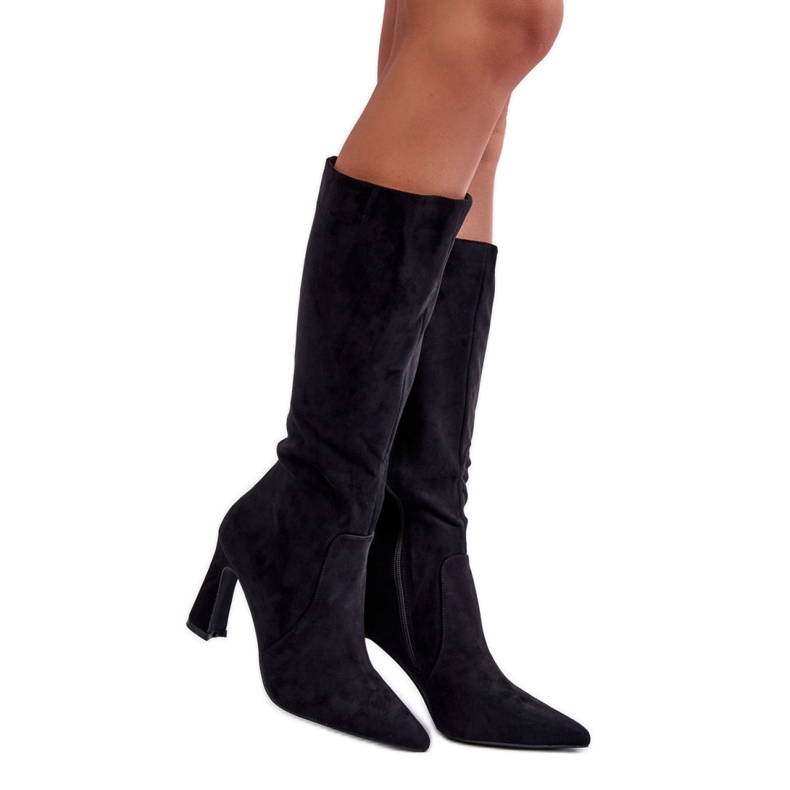 Bottines à talons en daim noir le noir