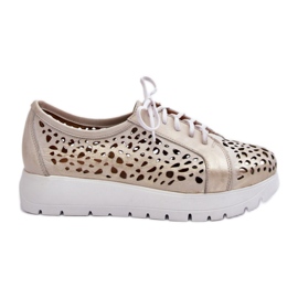 Chaussures en cuir Zazoo dorées pour femmes