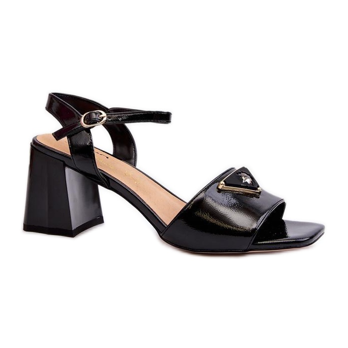 S.Barski Sandales à talons vernis noires le noir