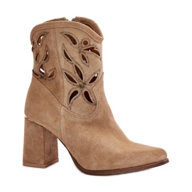 Lewski Bottines à talons ajourées beiges