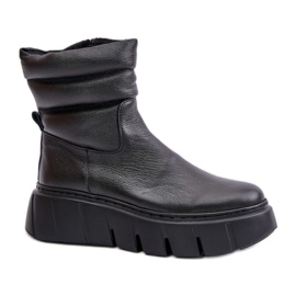Zazoo Bottines femme en cuir noir avec fermeture éclair le noir