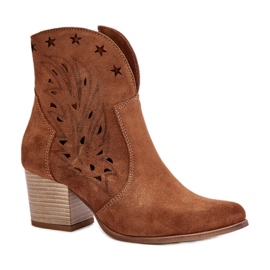 Bottines ajourées femme Lewski Marron Daim brun