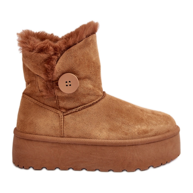 Bottes de neige pour femmes avec fourrure sur la plateforme Camel brun