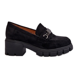 Mocassins noirs à talon massif le noir