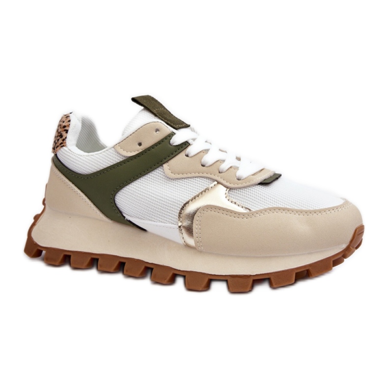Chaussures de sport pour femmes sur la plateforme Beige/Vert