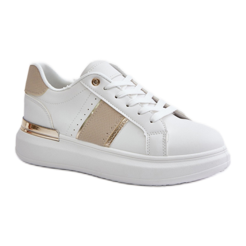 Chaussures de sport pour femmes sur la plateforme Beige blanche