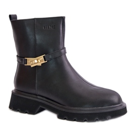 GOE Bottines femme en cuir avec ceinture noire le noir GOE Bottines femme en cuir avec ceinture noire le noir