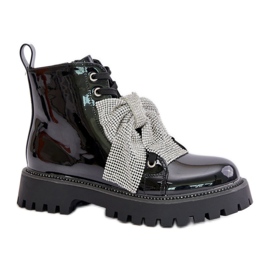 Bottines vernies pour femme avec nœud noir