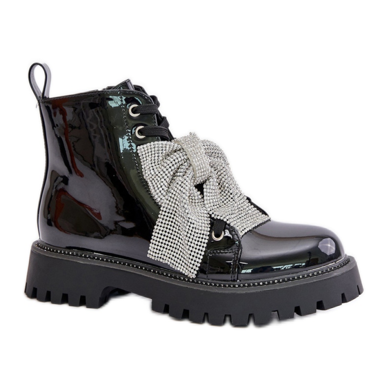 Bottines vernies pour femme avec nœud noir le noir Bottines vernies pour femme avec nœud noir le noir