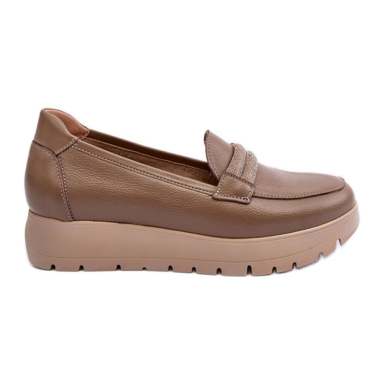 Lemar Chaussures en cuir pour femmes sur la plate-forme beige
