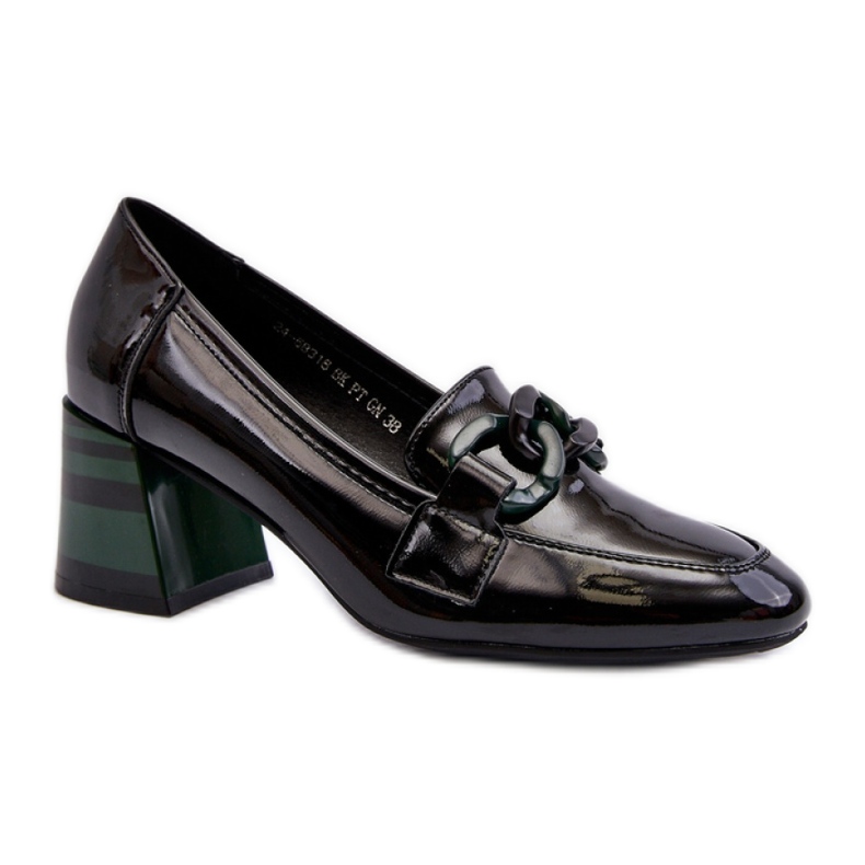 Escarpins femme à talons hauts avec décoration Noir/Vert le noir