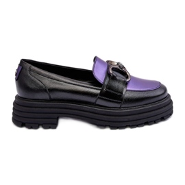 Mocassins pour femmes sur une plateforme massive Noir/Violet