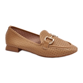 Mocassins plats femme camel brun