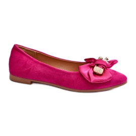 Ballerines en suède avec noeud Fuchsia rose