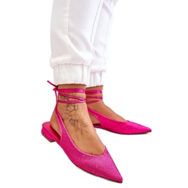 Ballerines nouées avec strass fuchsia rose Ballerines nouées avec strass fuchsia rose