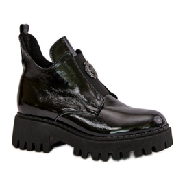 Bottines femme en cuir avec décoration Zazoo Noir le noir