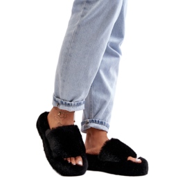 Chaussons fourrure femme noirs