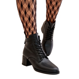 Bottines à talons femme Vinceza en cuir noir le noir