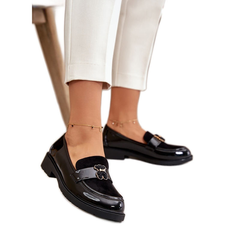 Mocassins pour femmes avec décoration Vernis Noir S.Barski le noir Mocassins pour femmes avec décoration Vernis Noir S.Barski le noir