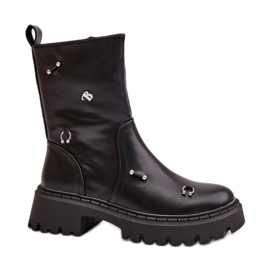 Bottines pour femmes avec décorations noires le noir