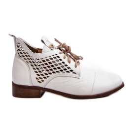 Zazoo Bottines femme blanches à tige ajourée