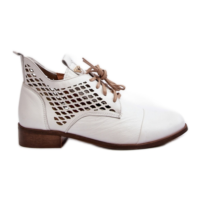 Zazoo Bottines femme blanches à tige ajourée