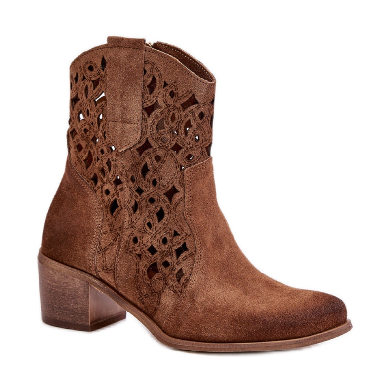 Lewski Bottines en daim à tige ajourée brun
