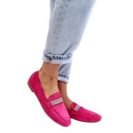 Mocassins femme avec strass Fuchsia rose