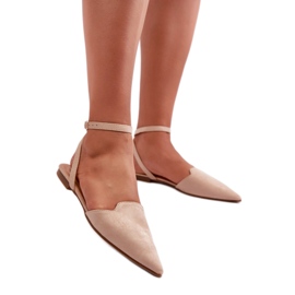 Ballerines à lacets en daim beige
