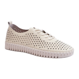 Baskets femme à motif ajouré Beige