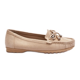 Mocassins femme en daim avec décoration Beige Mocassins femme en daim avec décoration Beige