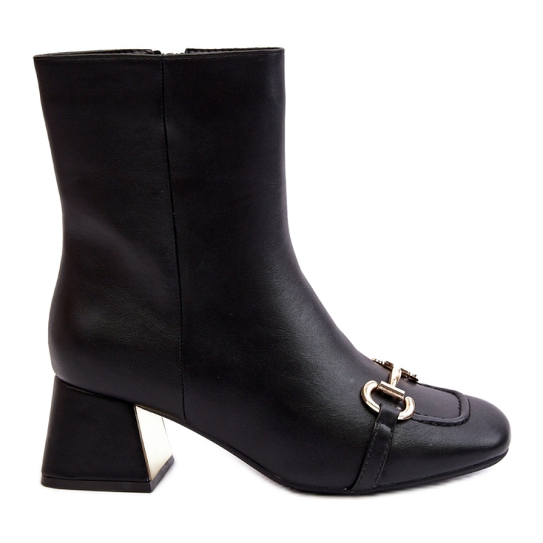 Bottines à talons hauts avec décoration noire le noir