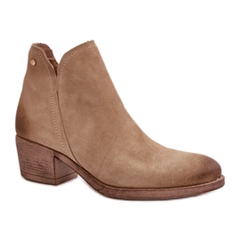 Bottes femme en daim beige Zazoo