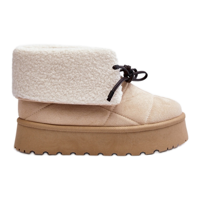 Boots de neige à plateforme en peau de mouton Beige Boots de neige à plateforme en peau de mouton Beige