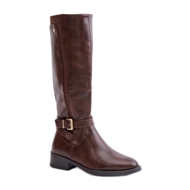 Bottines classiques pour femmes avec boucle marron brun Bottines classiques pour femmes avec boucle marron brun