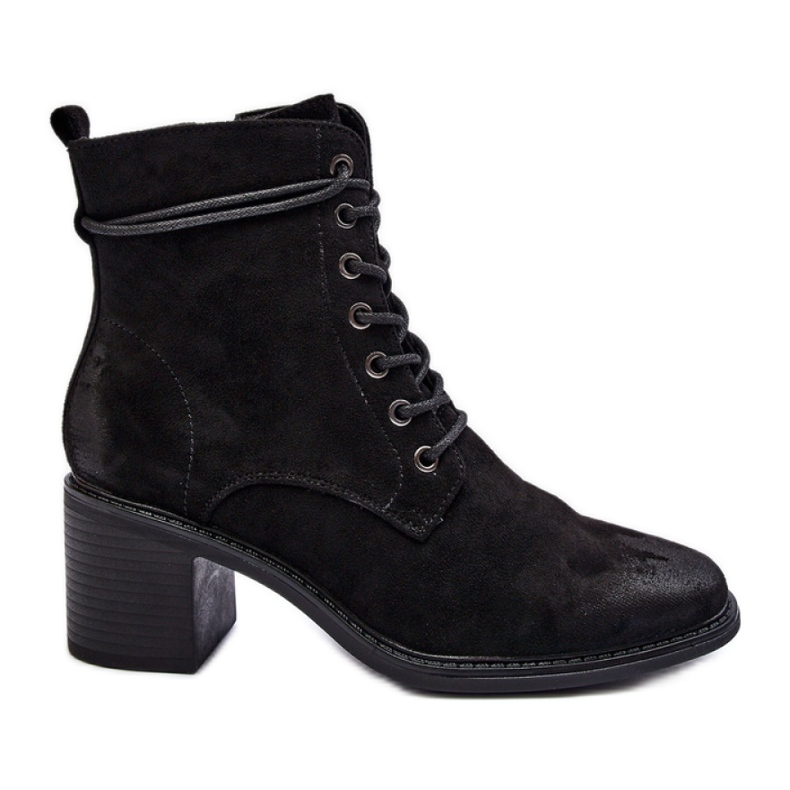 Bottines femme à talons bas en daim noir le noir