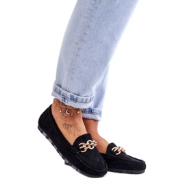 Mocassins à enfiler en daim pour femmes noirs le noir