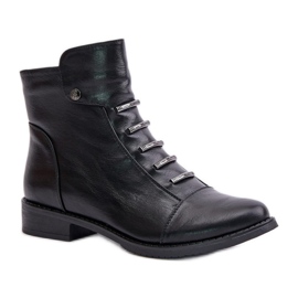 Jezzi Bottines isolées à talon plat pour femme, noires