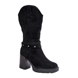 Jezzi Bottines mi-mollet femme Noir