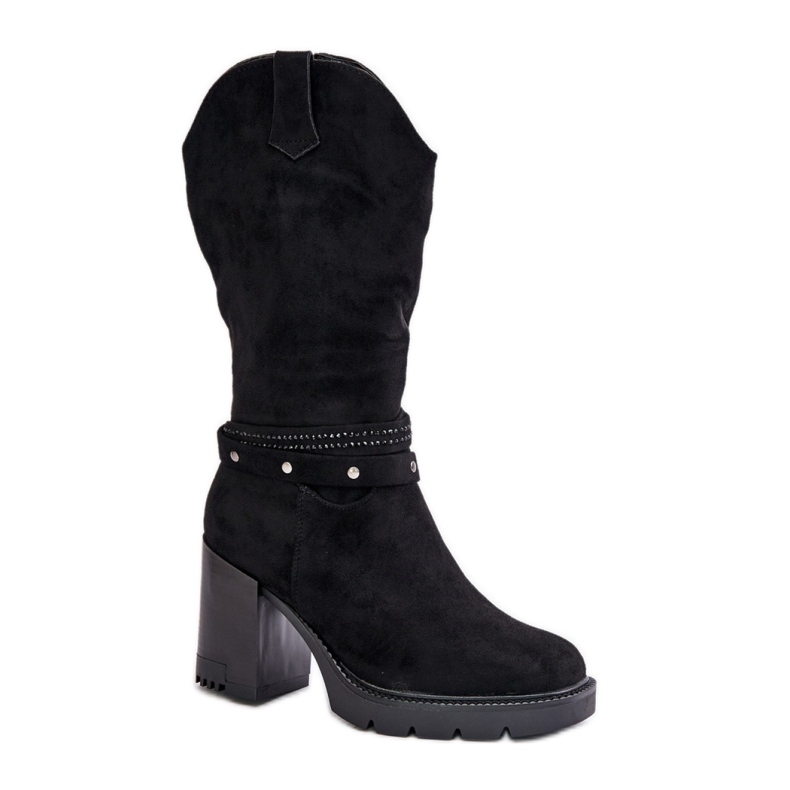 Jezzi Bottines mi-mollet femme Noir le noir