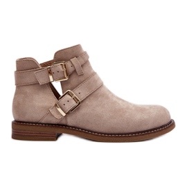 Bottines femme beiges à rayures décoratives