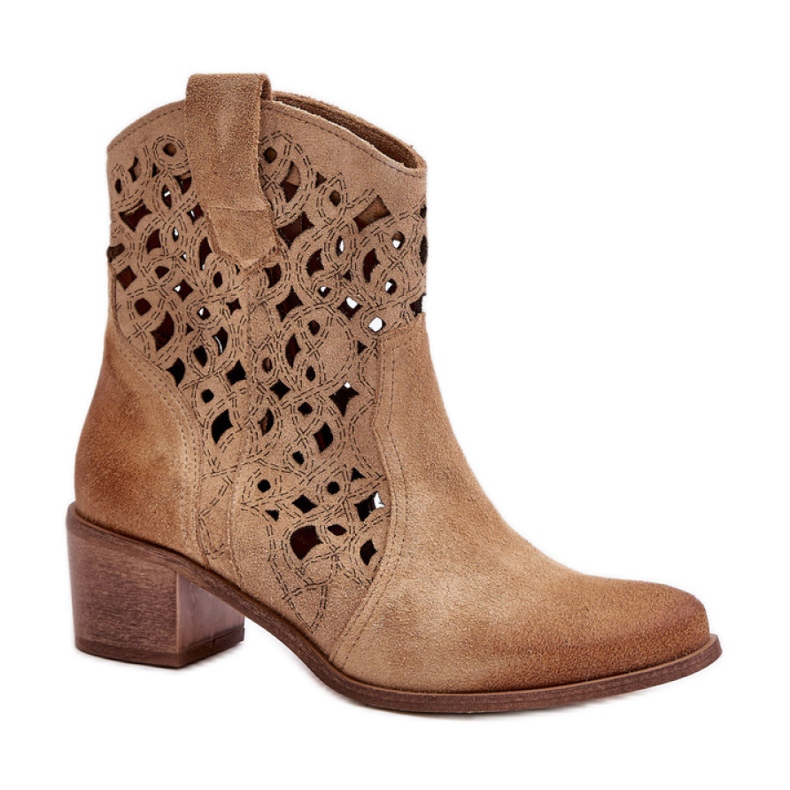 Boots Ajourées Femme Lewski Beige