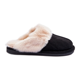 Chaussons femme noirs avec fourrure le noir
