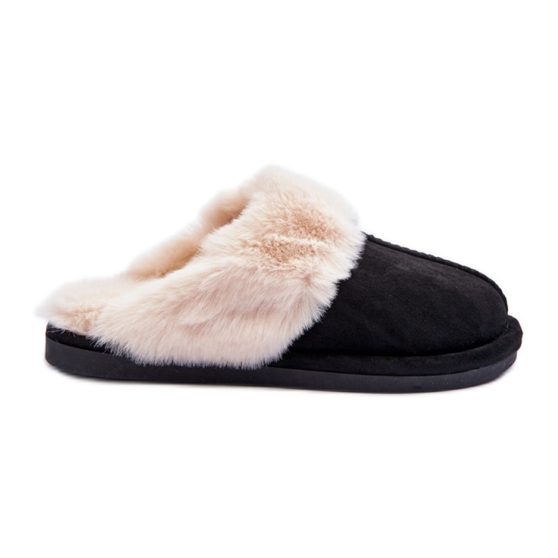 Chaussons femme noirs avec fourrure le noir