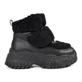 Seastar Bottes de neige à plateforme noires avec fourrure en peau de mouton