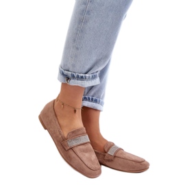 Mocassins femme avec strass Marron brun