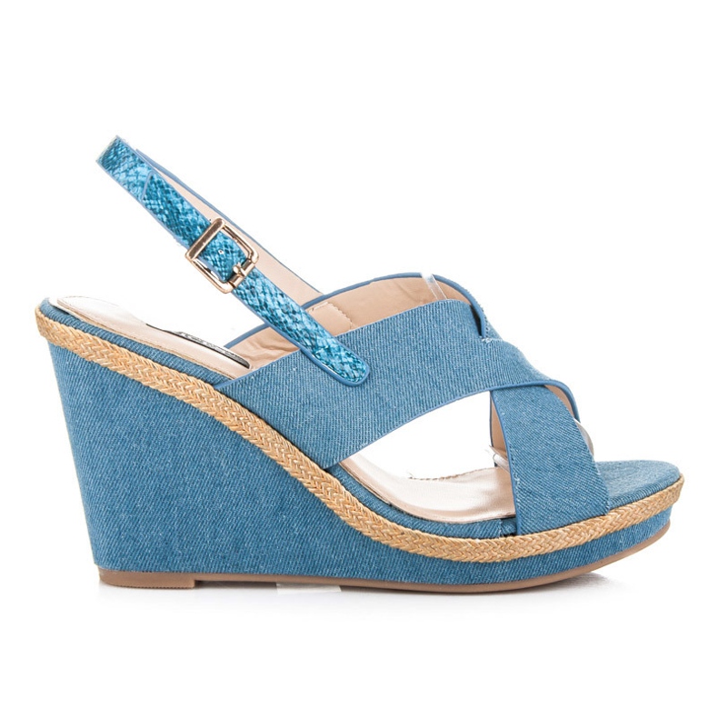 Vices Sandales en denim fermées par une boucle bleu