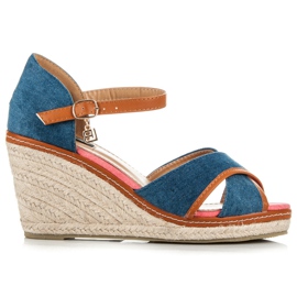 Vices Espadrilles en jean à semelle compensée bleu