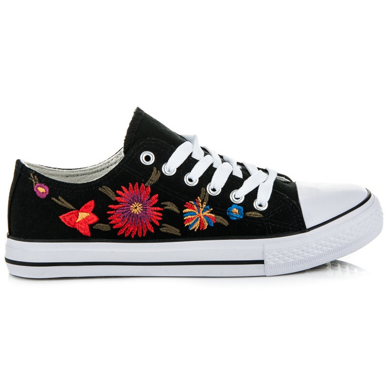 Baskets à lacets avec patchs le noir