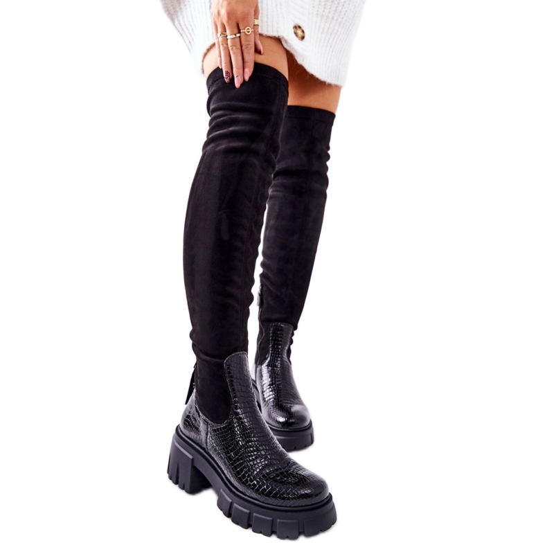 Step in style Bottes Modèle Maciejka Krokodyl 05260-01 Noir - Entrez avec style le noir